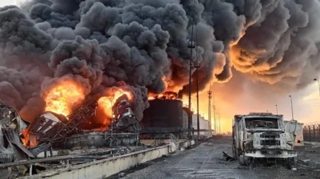 Пожежа на нафтобазі в Ставропольському краї після атаки дронів