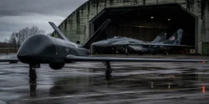 Бойовий дрон та винищувач МіГ-29 в ангарі як символ обміну технологіями Польщі й України